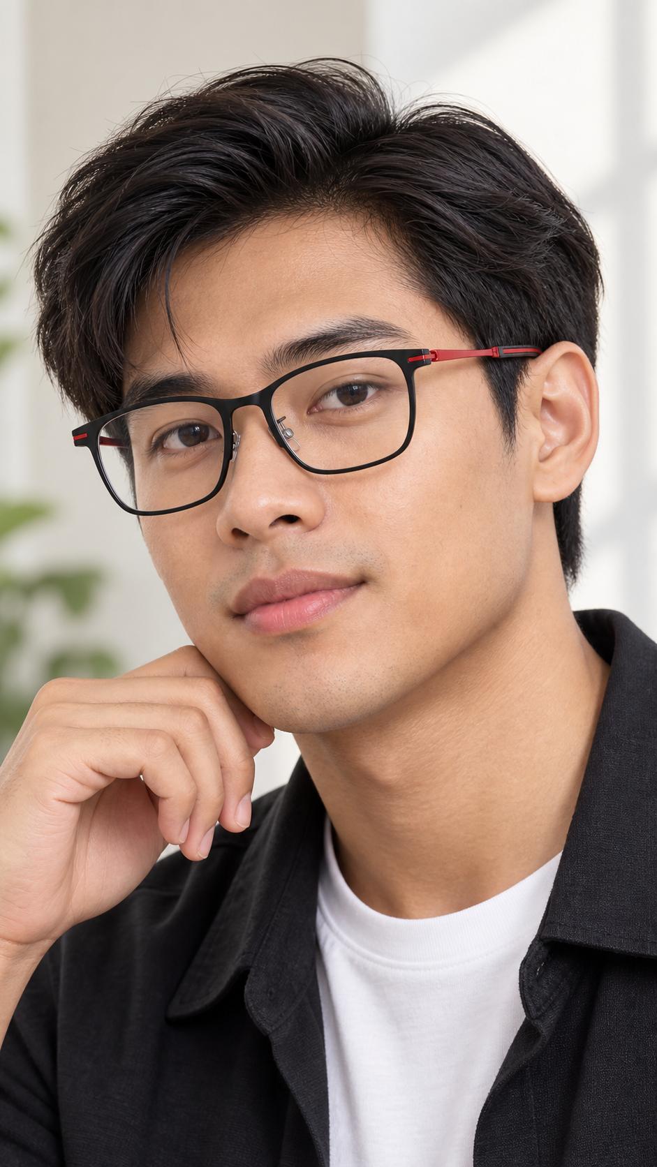 Slate Focus — Model wearing the frame