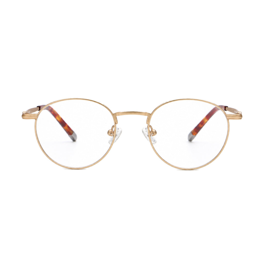 Bronze Arc eyeglasses, Matte Gold, front view