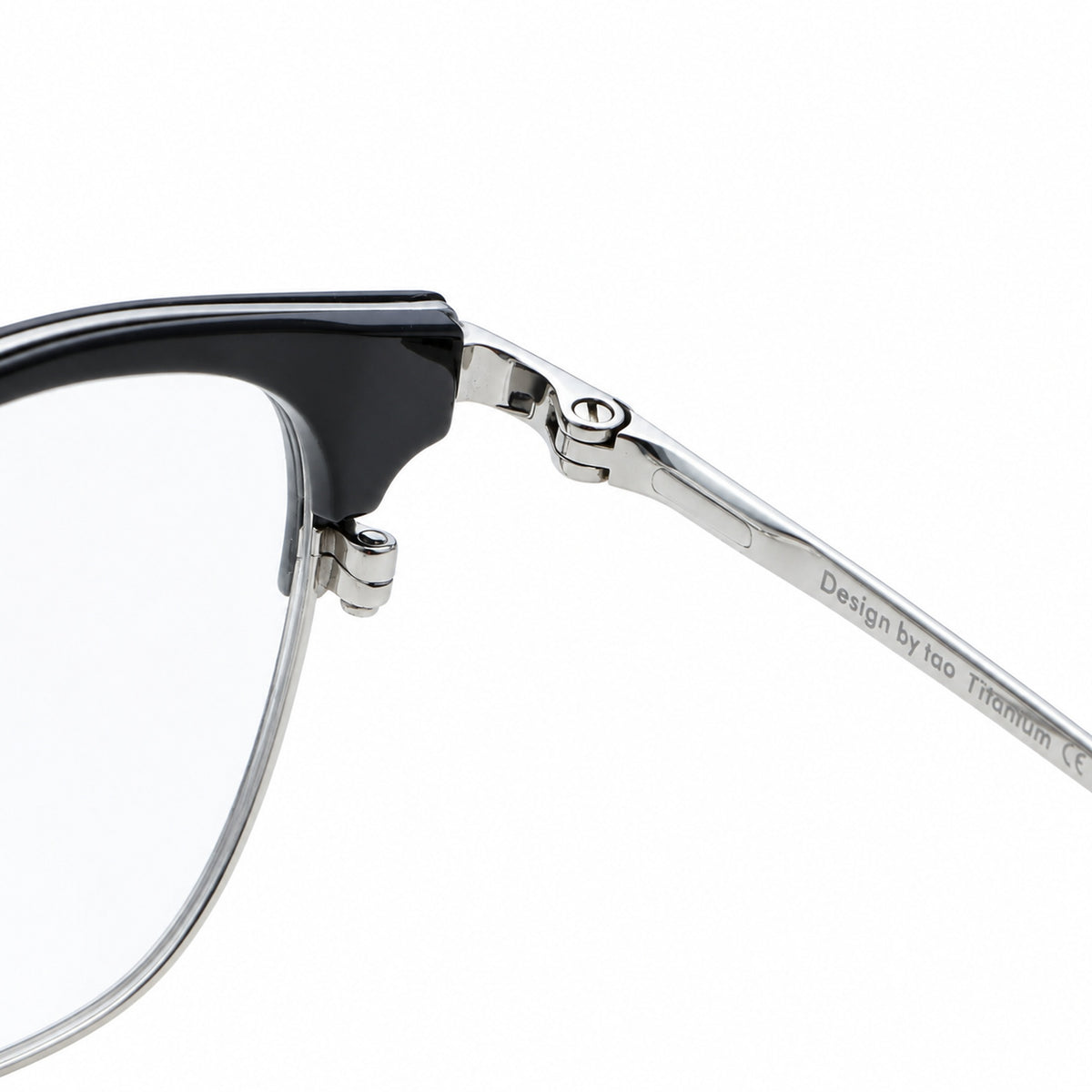 Green Whisper eyeglasses, close-up detail